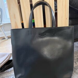 Vintage Mondani Dark Gray Leather Tote